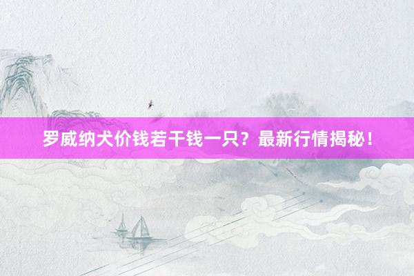罗威纳犬价钱若干钱一只？最新行情揭秘！